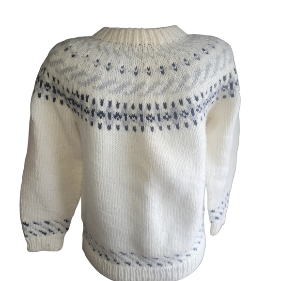 Handmade White and Black Fair Isle Knit Sweater - Picture 7 of 7